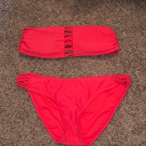 coral swimsuit set